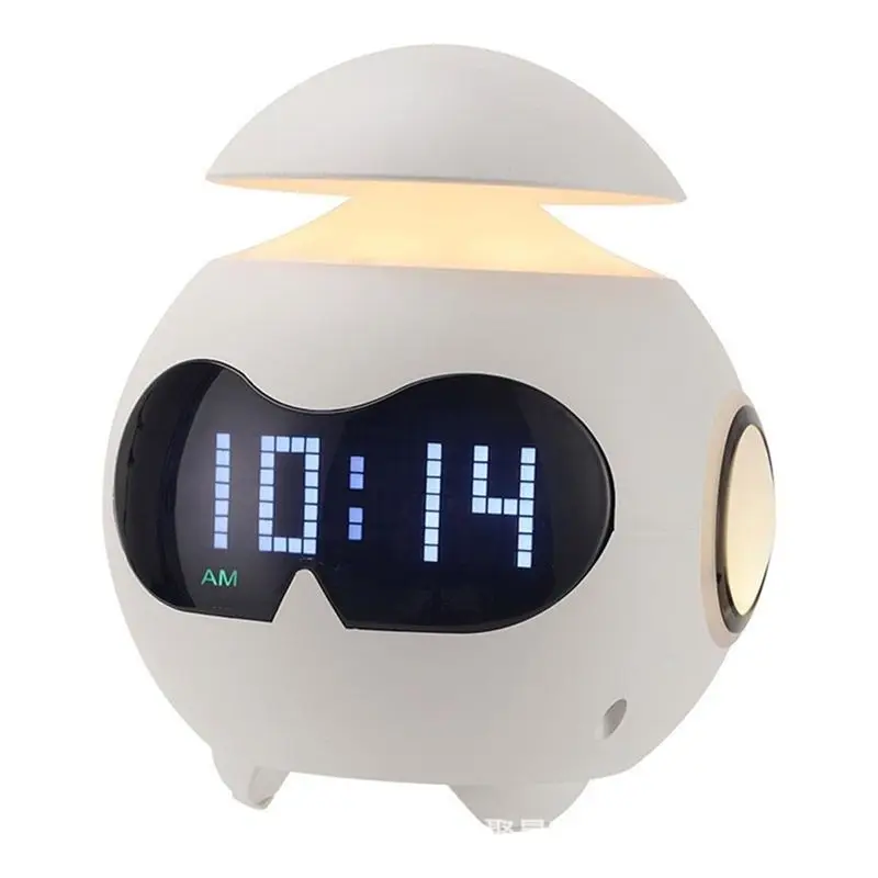 ABKW-Alarm Clock With Emoji, Wake Up Function, Adjustable Night Light& Mini Bluetooth Speaker- Kids' Perfect For Friends Gift