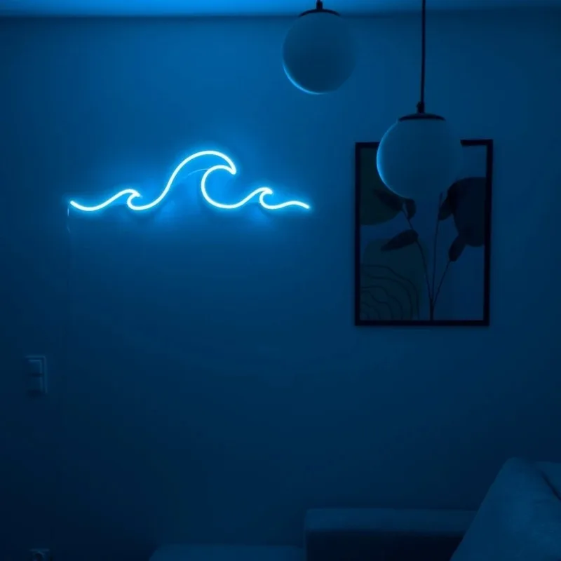 Wave Neon Sign Led Night Light Ocean Neon Lamp Personalized Birthday Gifts Nature Neon Signs Living Room Bedroom Office Decor