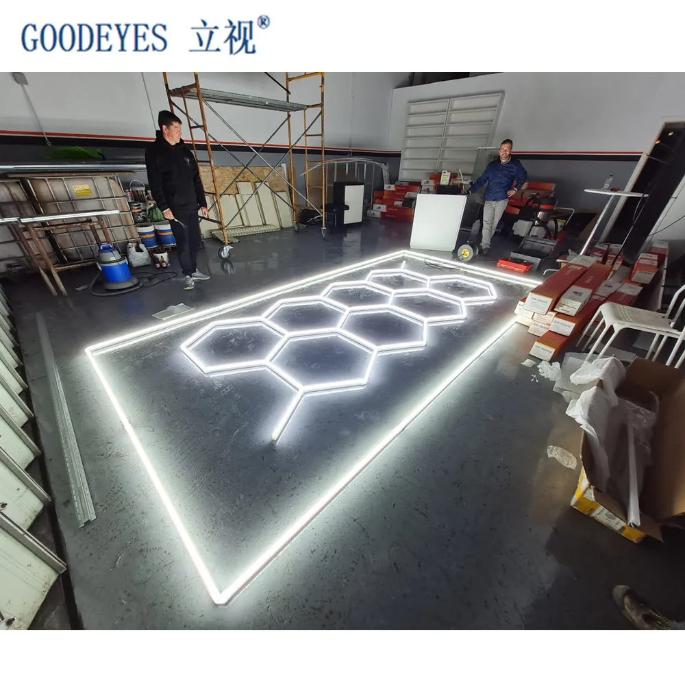 GE8002 Honeycomb Design AC100-240V Led Workshop Light One-step Installation Garage Hexagon Lighting