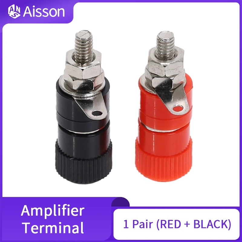 1 Pair (RED + BLACK) Amplifier Terminal Blocks Binding Post Banana Plug Jack Panel Mount Connector JS-910B