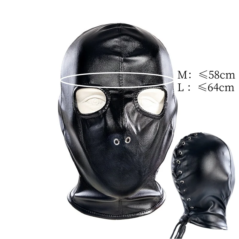 Maschera fetish per adulti con lacci, regolabile unisex, con cappuccio elastico per il controllo sensoriale e funzione bondage integrale. Giocattolo sessuale per coppie._voghion.com