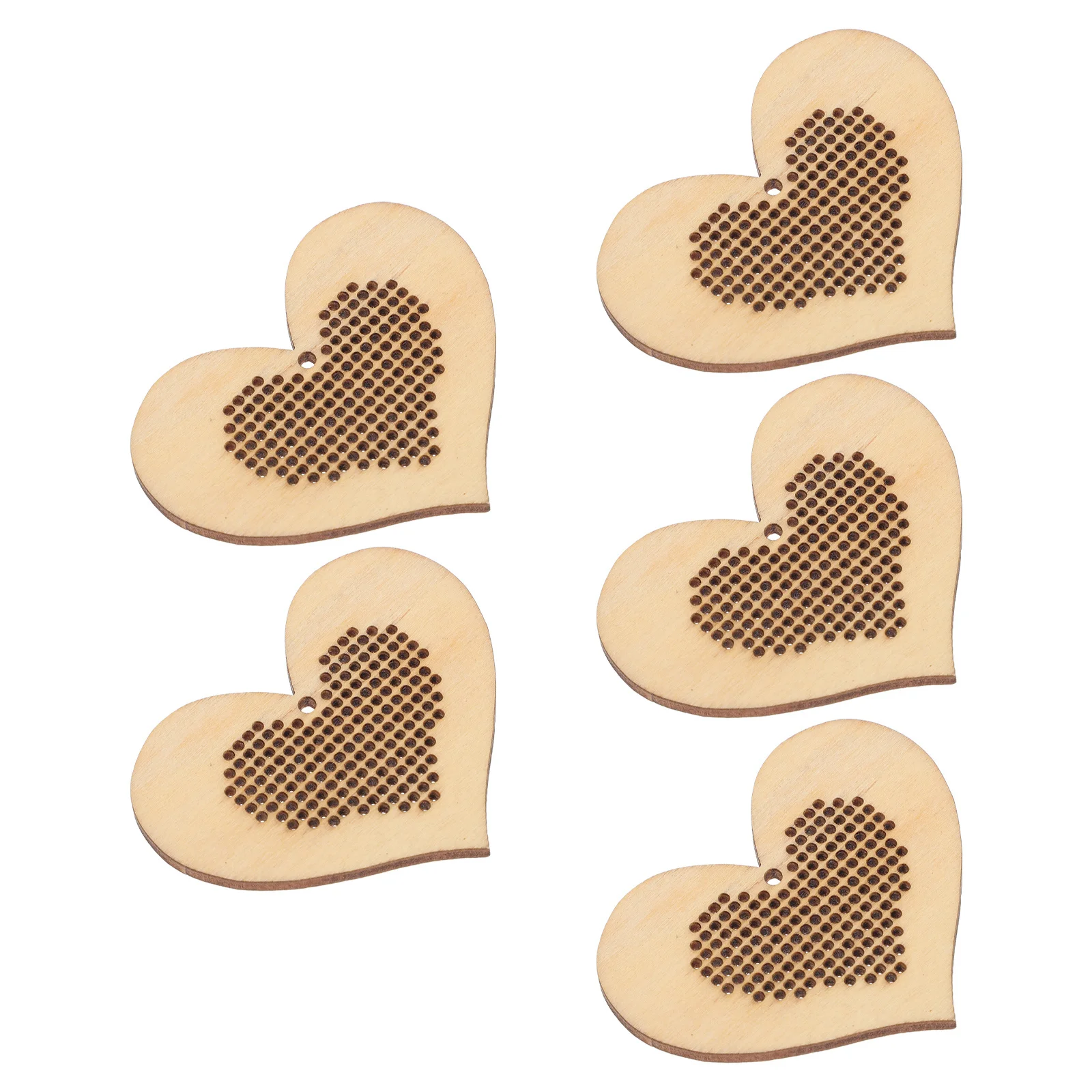 

5Pcs Mini Cross Stitch Wood Boards Durable Wooden Chips DIY Gift Pendant Hollow Design Portable Craft Accessories