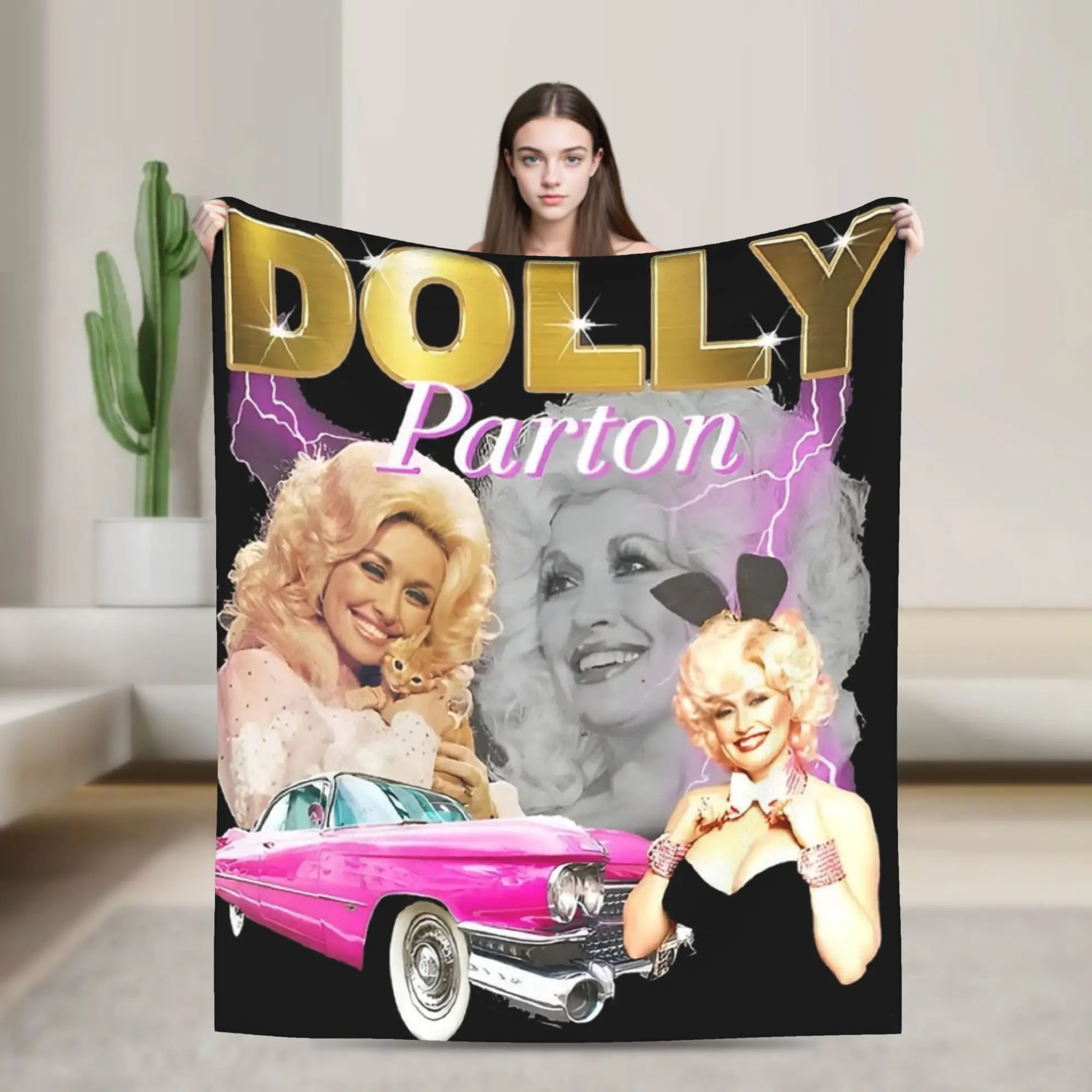 Pink Dolly Parton Memorial RIP Blanket  Flannel Throw Blanket Bedding Couch Decoration Ultra-Soft Warm Bedspreads