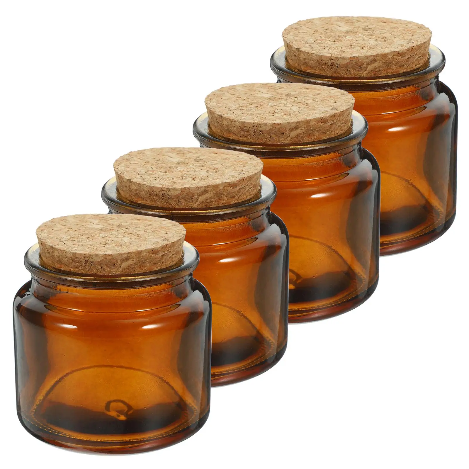 

4 Pcs Glass Scented Cup Household Holder Cork Jar Bottle Stick Votive Holders Tealight Decorations Soy Wax
