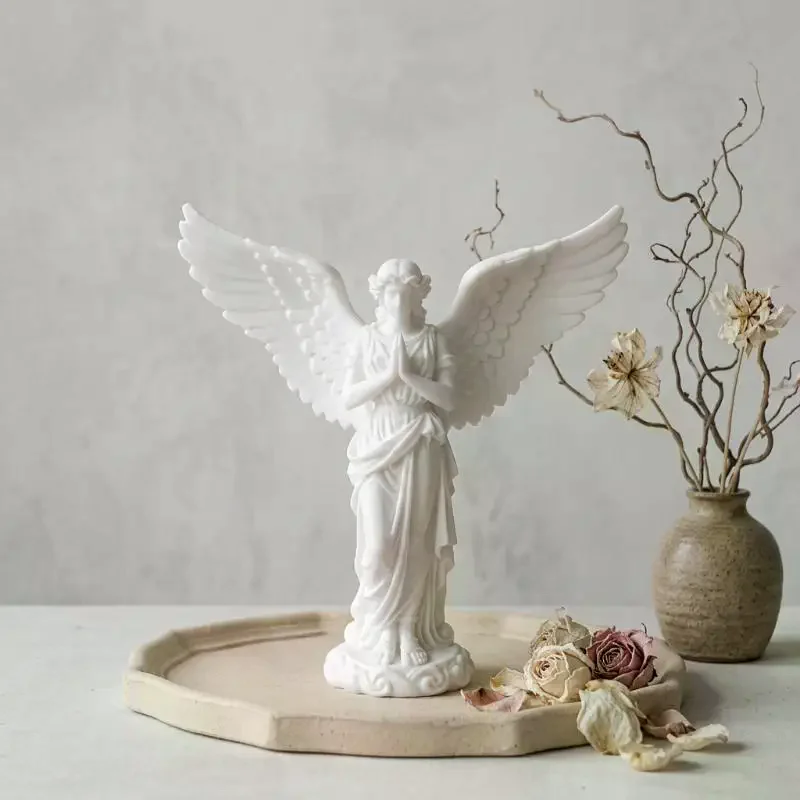 3D Printed Praying Angel Religious Figurine Guardian Statue For Study Room Decor Baptism Gift view 2