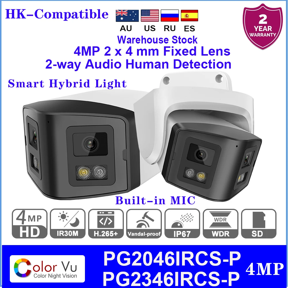 hikvision compativel 4mp camera ip panoramica de luz dupla ir colorvu audio bidirecional microfone embutido deteccao humana vigilancia de visao 01