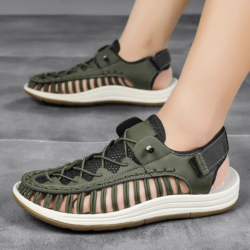 Summer New Sandals Men\'s Brand Designer Fashion Casual Outdoor Waders Large Size Hand-woven High Quality Beach Sandals For Men