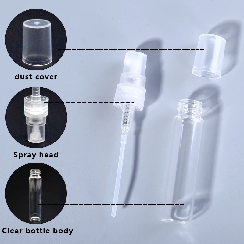 50PCS 2/3/5/10ML Mini Refillable Glass Spray Bottle Atomizer Perfume Mouthwash Atomizer for Cleaning Travel Essential Oils