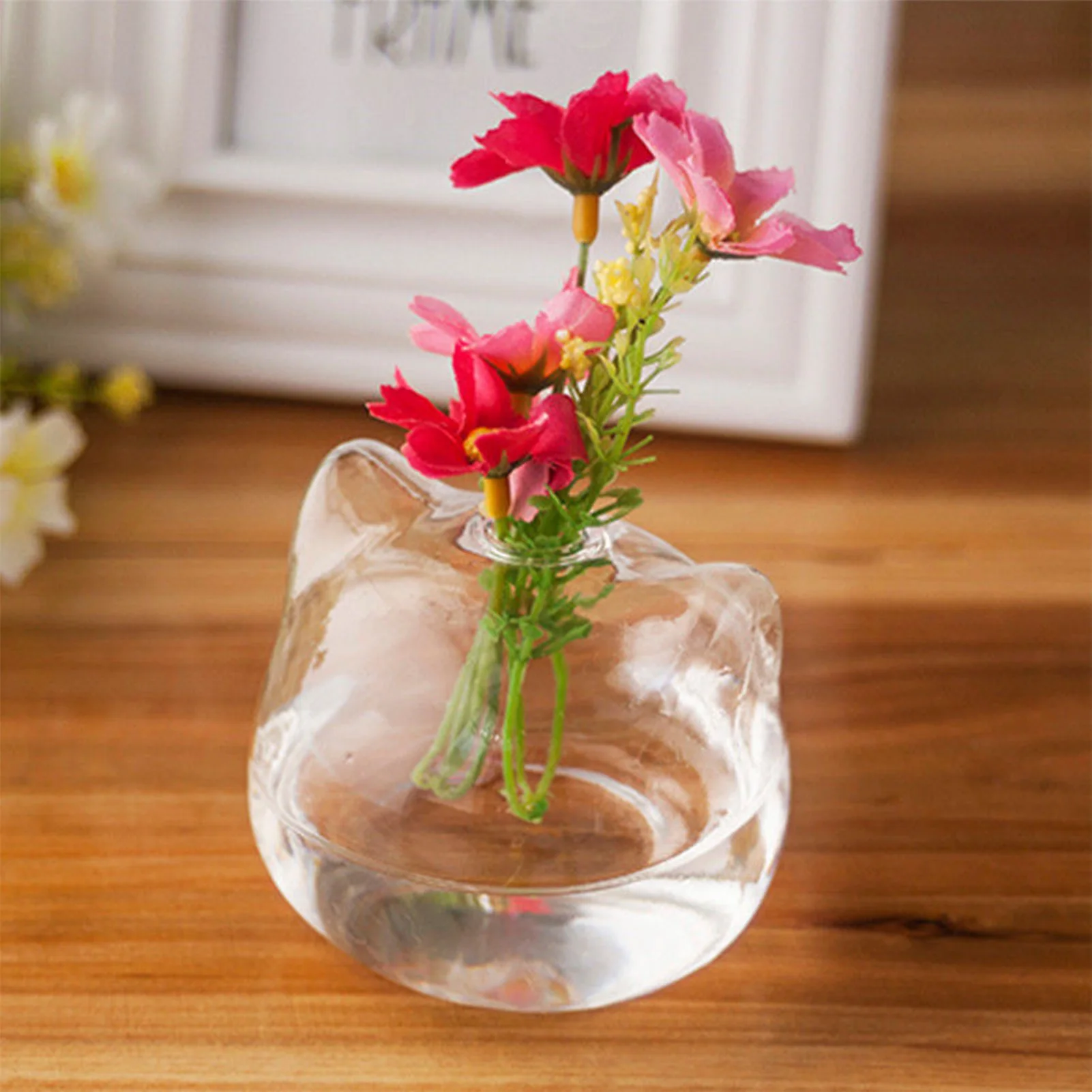 Plant Flower Vase Cartoon Cat Glass Vases Hydroponic Landscape Holder Succulent Terrarium Planter for Tabletop Succulent Planter