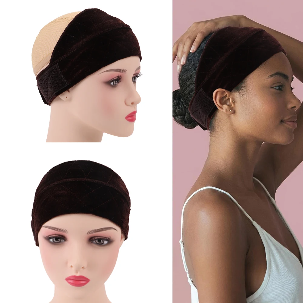 Widen Velvet Wig Grip Band Adjustable Hook & Loop Non-Slip Wig Headband For Lace Wigs Soft Velvet Wig Band Secure Wig Holder 2Pc