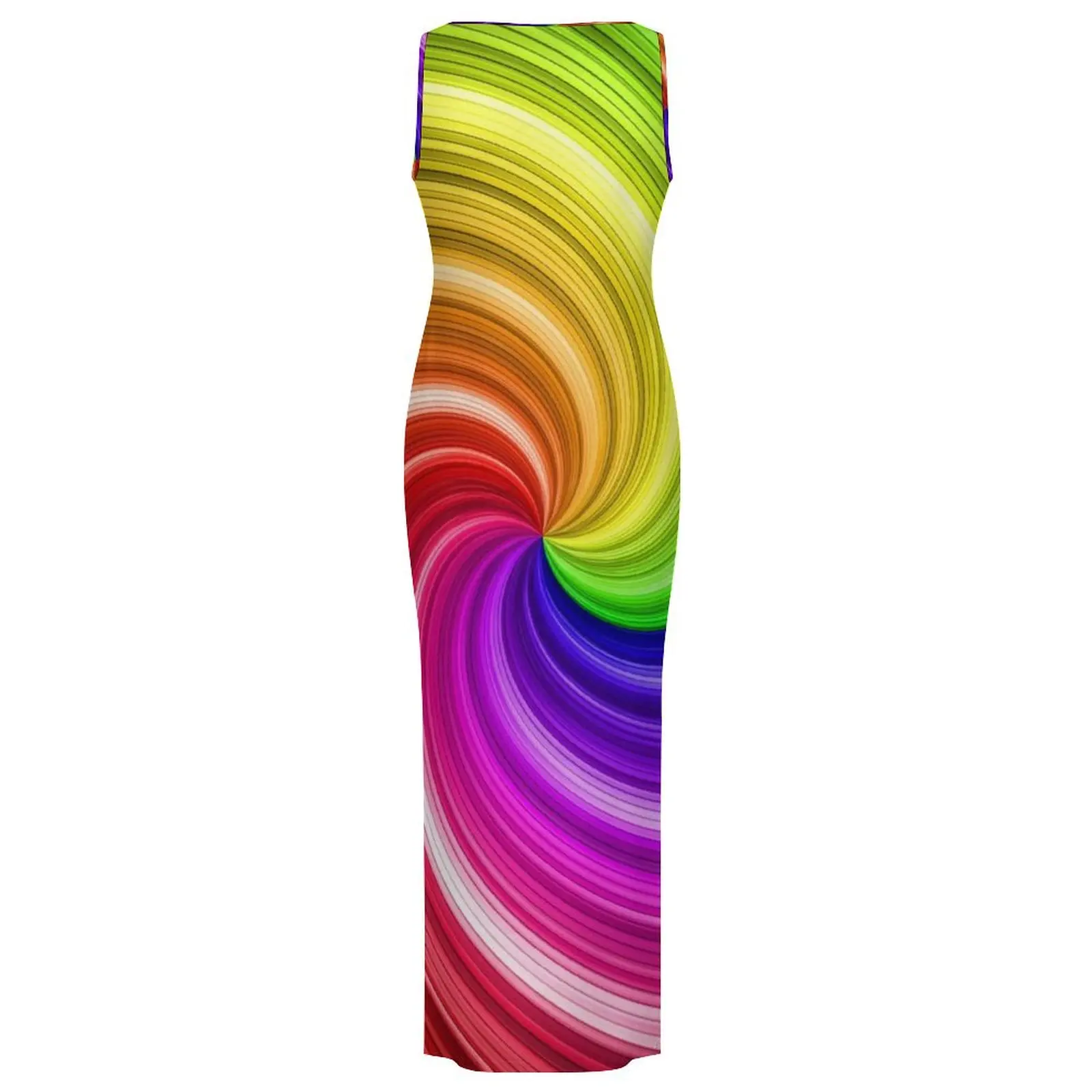 امرأة ملونة التعادل صبغ فستان قوس قزح دوامة الفن الشارع نمط Bodycon فستان الربيع بلا أكمام فساتين ماكسي عادية كبيرة الحجم Vestido