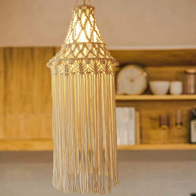 Macrame Lamp Shade Hanging Pendant Light Cover Modern Office Bedroom Living Room Nursery Dorm Room Boho Home Decor