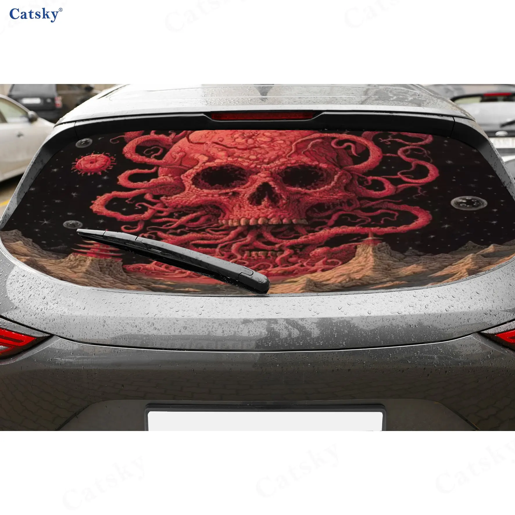Crimson Corpse Vine PVC material self-adhesive waterproof car rear window sticker, easy to paste without falling off, waterproof