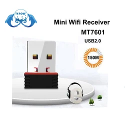 TEROW-Mini tarjeta de red inalámbrica MT7601 de 150Mbps, adaptador Wifi de 2,4G, WLAN, USB2.0, 2dBi, para tableta/PC/TV Box/CCTV/escritorio