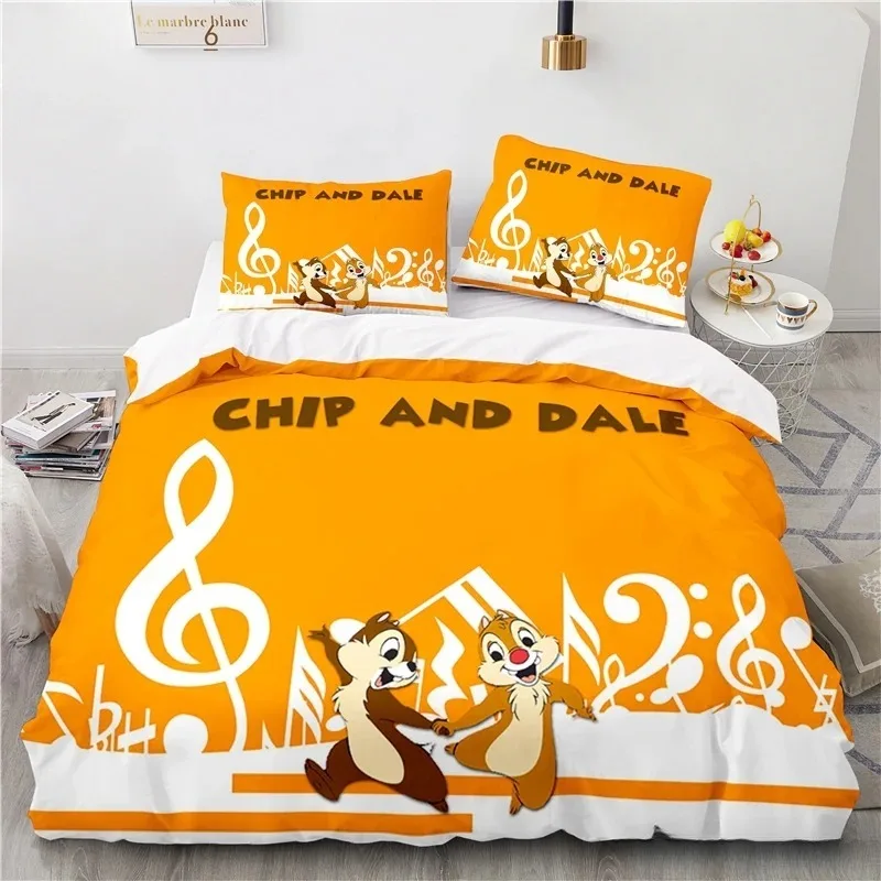 3D Printed Anime Bedding Set,Disney Chip 'n' Dale Quilt Duvet,Cartoon  Family Decoration Home Textile Cover Bedclothes Set