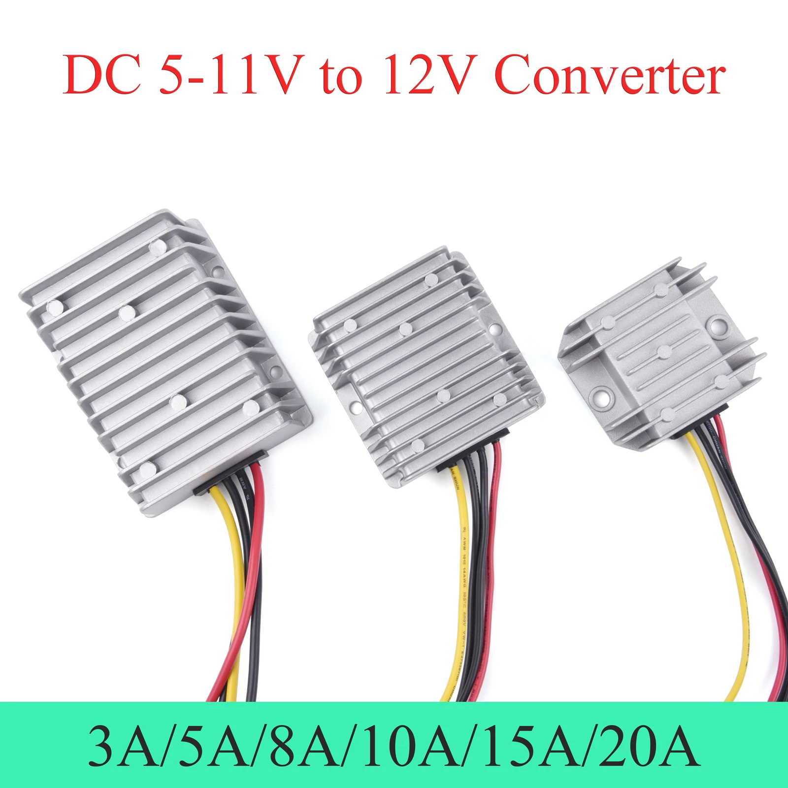 DC 5-11V to 12V Power Converter 3A 5A 8A 10A 15A  Auto Boost Reulator Step-Up Voltae Supply Module For Car