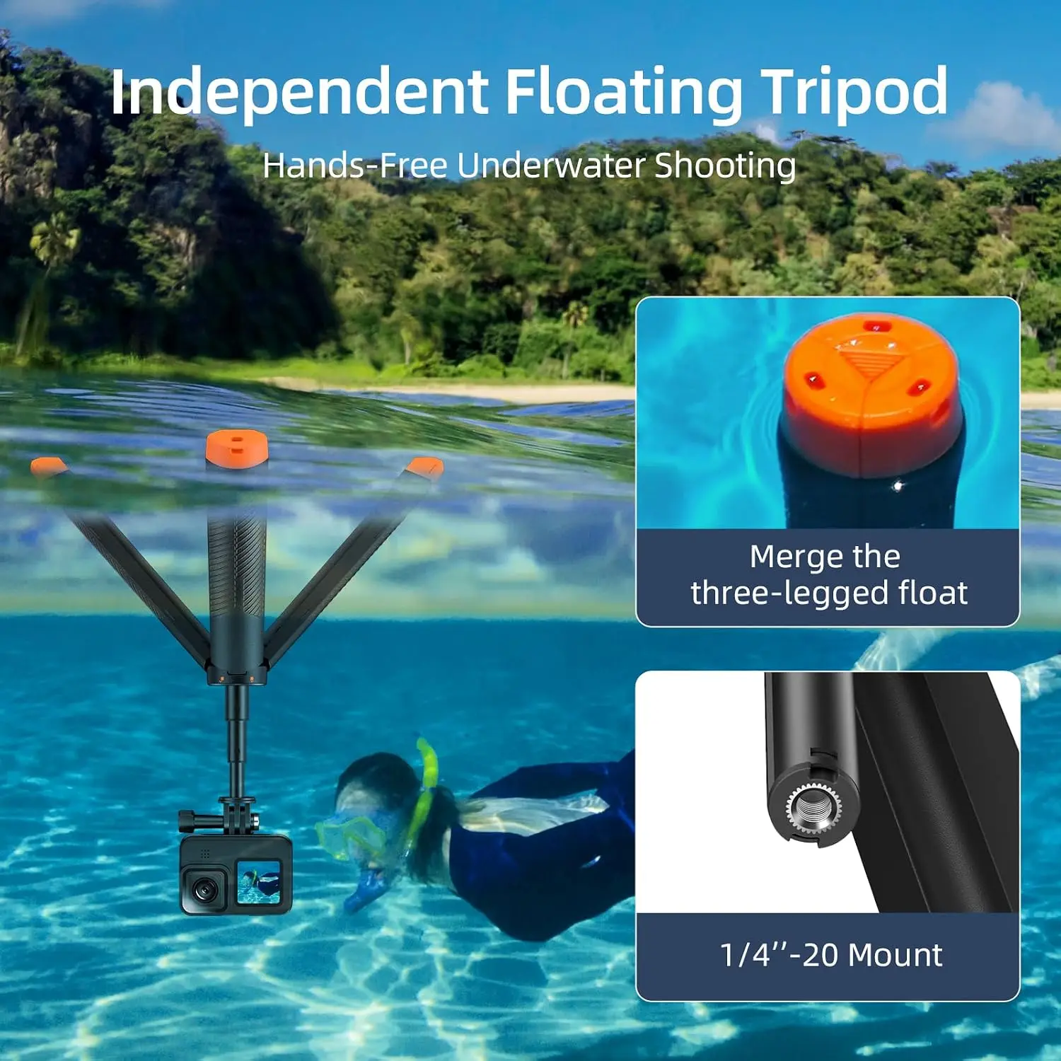 4 w 1 Pływający Statyw do Selfie Sticka dla Kamer GoPro DJI AKASO Osmo Action, Wodoodporny Przedłużany Monopod z Uchwytem Pływającym — zdjęcie produktu 3
