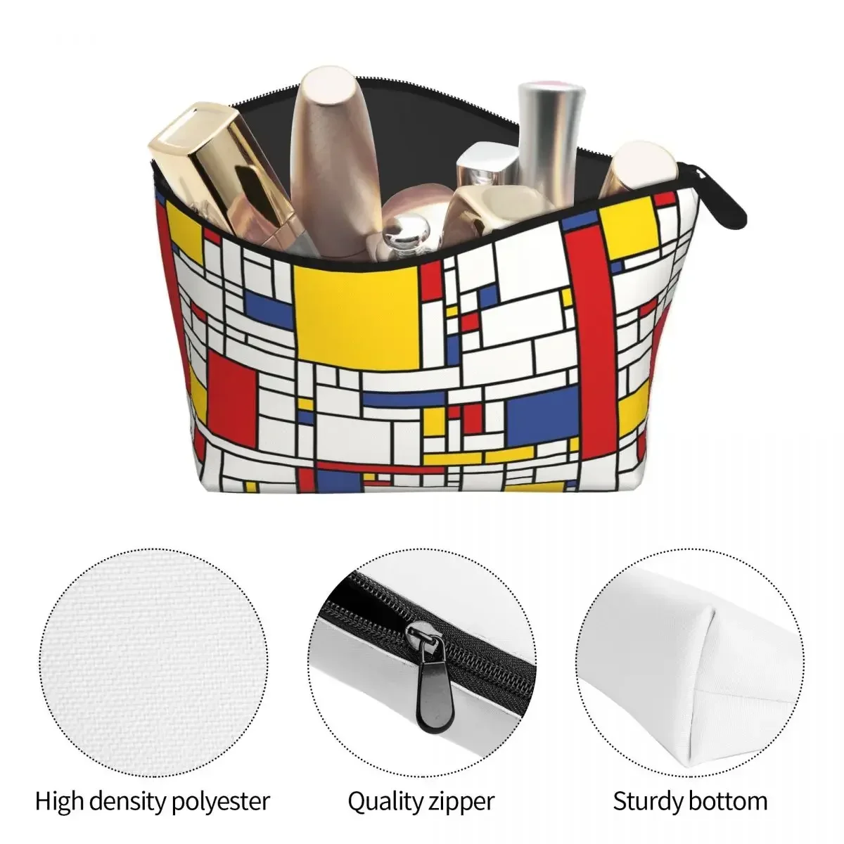 Piet Mondrian Women Cosmetic Bag Travel Makeup Organizer Pouch Toiletry Storage Dopp Kit Box