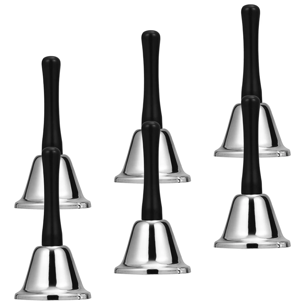 

6 Pcs Mini Hand Ring Bell Bride Christmas Decoration Held Metal Notes Desk Bells