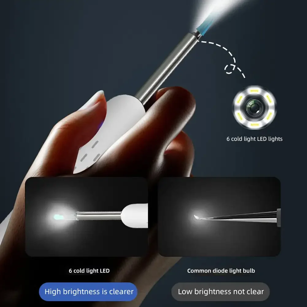 High-definition Intelligent Visual Ear Digging Spoon Wireless Rechargeable Luminous Ear Cleaner Ear Wax Removal Tool Ear Care