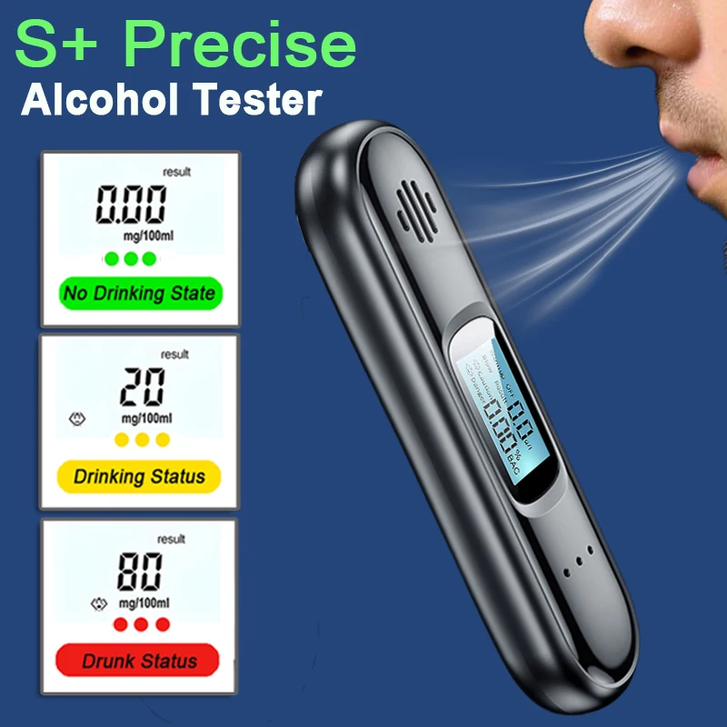 Lcd digital sem contato testador de álcool na respiração mini medidor de álcool precisão bafômetro ferramenta de diagnóstico display de carregamento usb