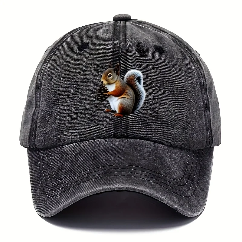 2026 New Adjustable Squirrel Print Baseball Cap - Breathable, Sun, Hand Washable, Suitable for Outdoor Sports and Casual Wear