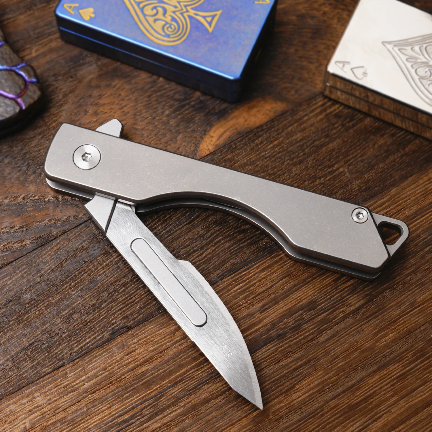 

Titanium Alloy Folding Blade Sharp Hobby Blade Craft knife Multifunctional Knife Tool Engineering pocket Knife Replaceable Blade