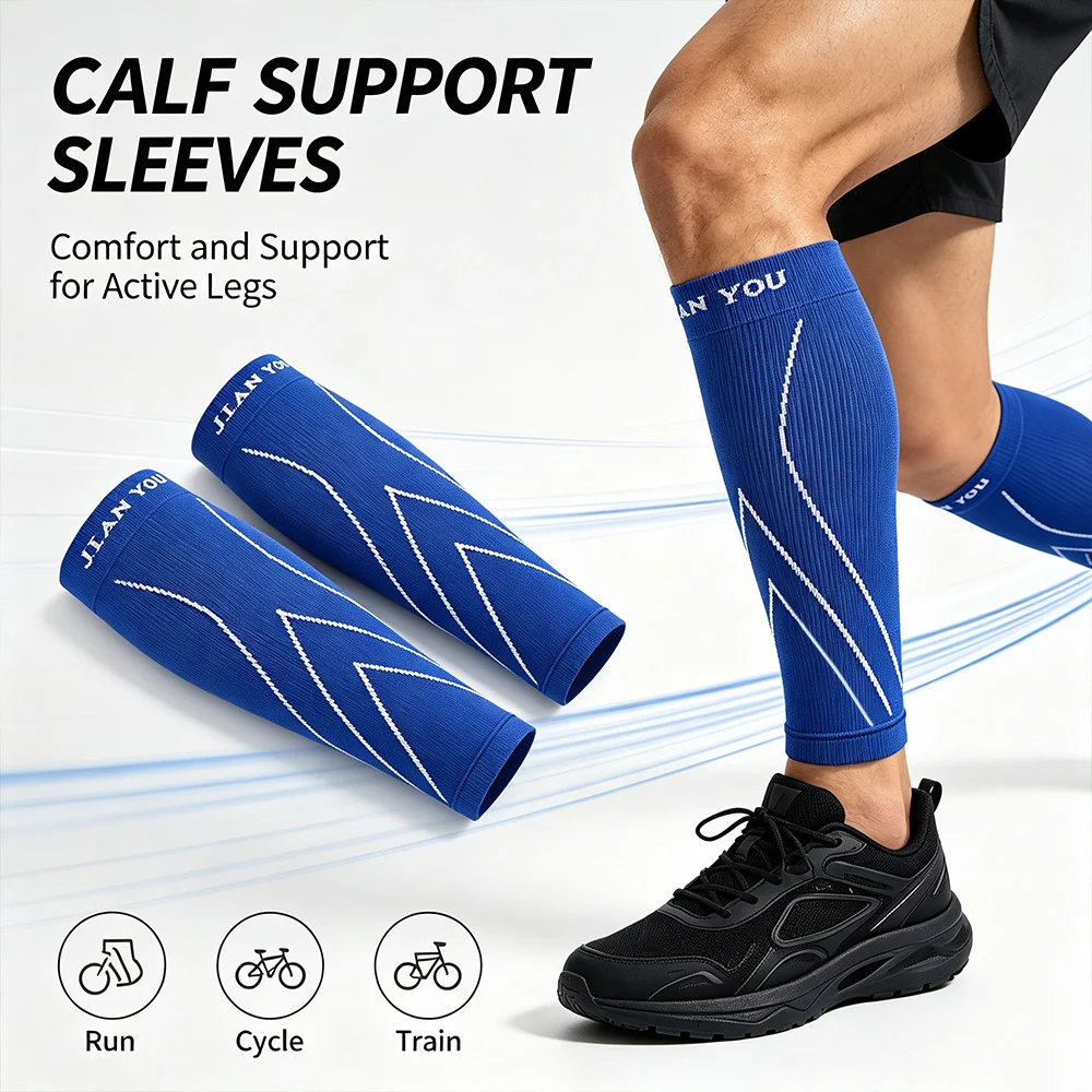 1Pair Compression Calf Support Sleeves, Shin Splints Brace for Running Men Women