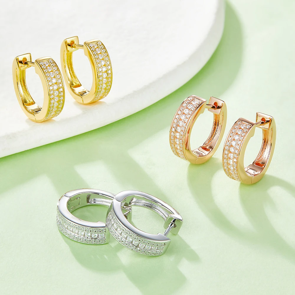 صغيرة كاملة D اللون مويسانيتي الماس S925 فضة جميلة صغيرة هوب أقراط للنساء الأذن الصغيرة العظام مجوهرات هدايا