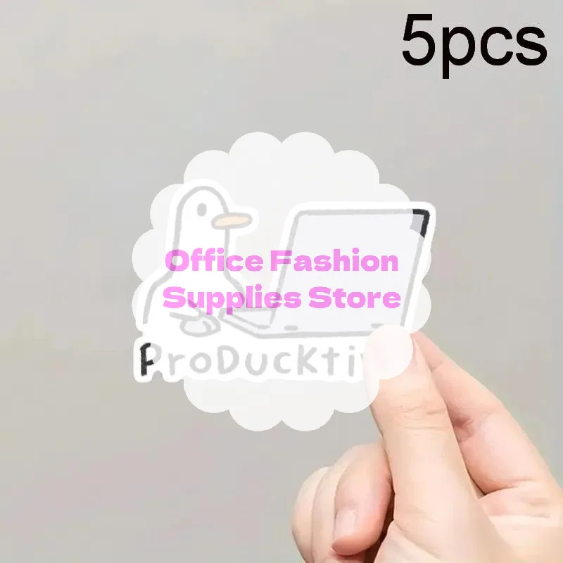 5 قطع من ملصقات الكمبيوتر المحمول المقاومة للماء القابلة للإزالة، ملصقات الكمبيوتر المحمول اللطيفة على شكل أوزة، هدية تزيين ذاتية الصنع للبالغين