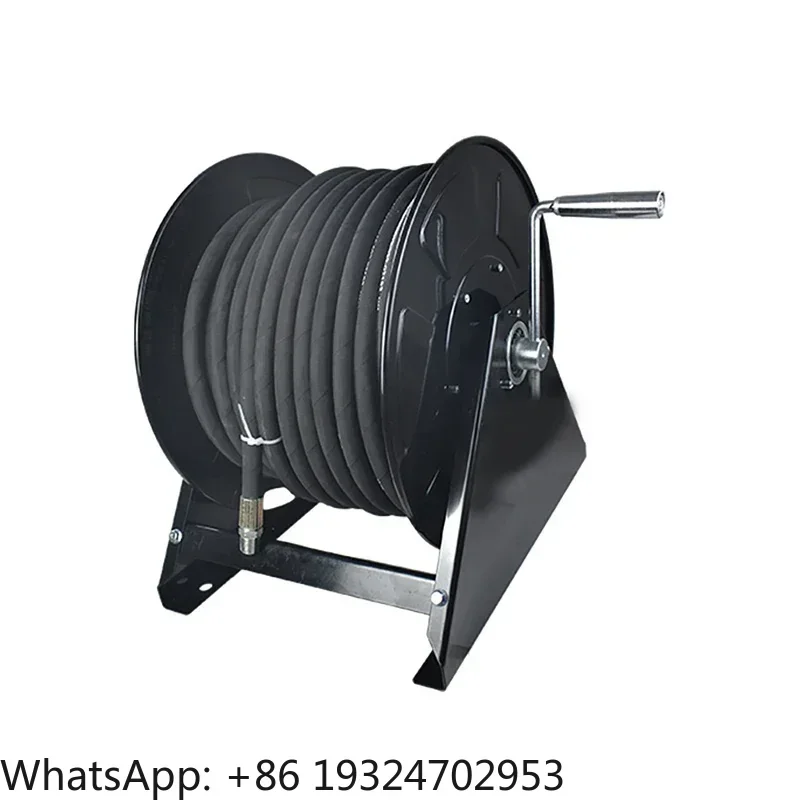Large Hand Crank Hose Reel Spool for Coiling Hoses and Cables Rotating Storage Reel with Hand Crank Steel  Pipe Storage Tools