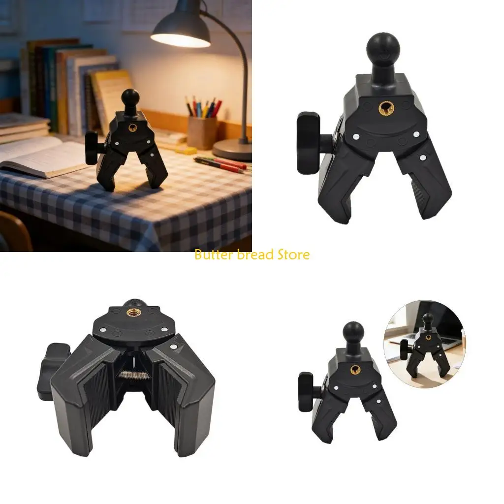 W89C Clamp Device Mount 45mm Opening 17mm Ball Double 1/4 Female for Pipe Tables