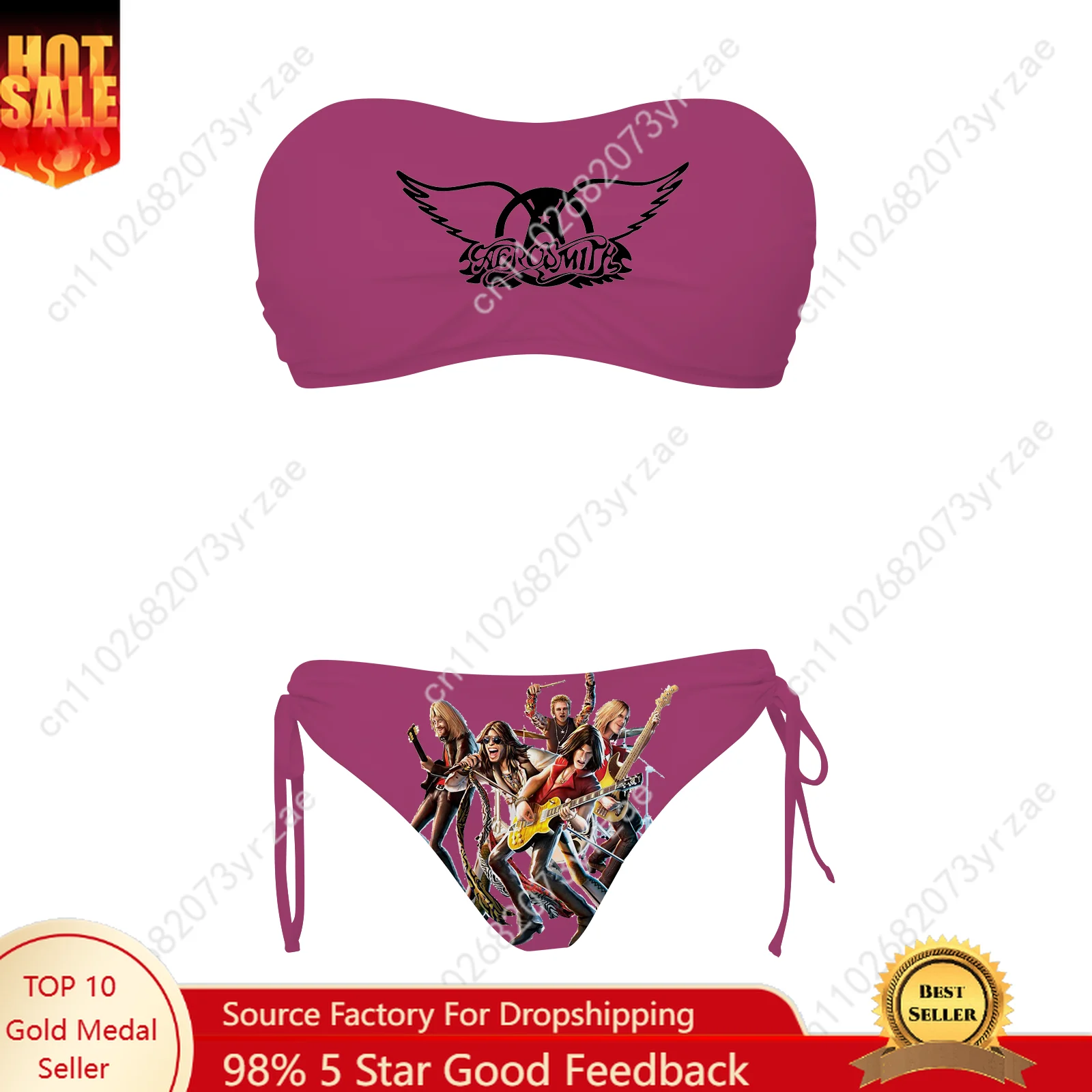 

Aerosmith Womens Drawstring Two Piece Set Bathing Suits Personalized Fashion Swimwear Pool Party Sexy Bikini Customize Swimsuit