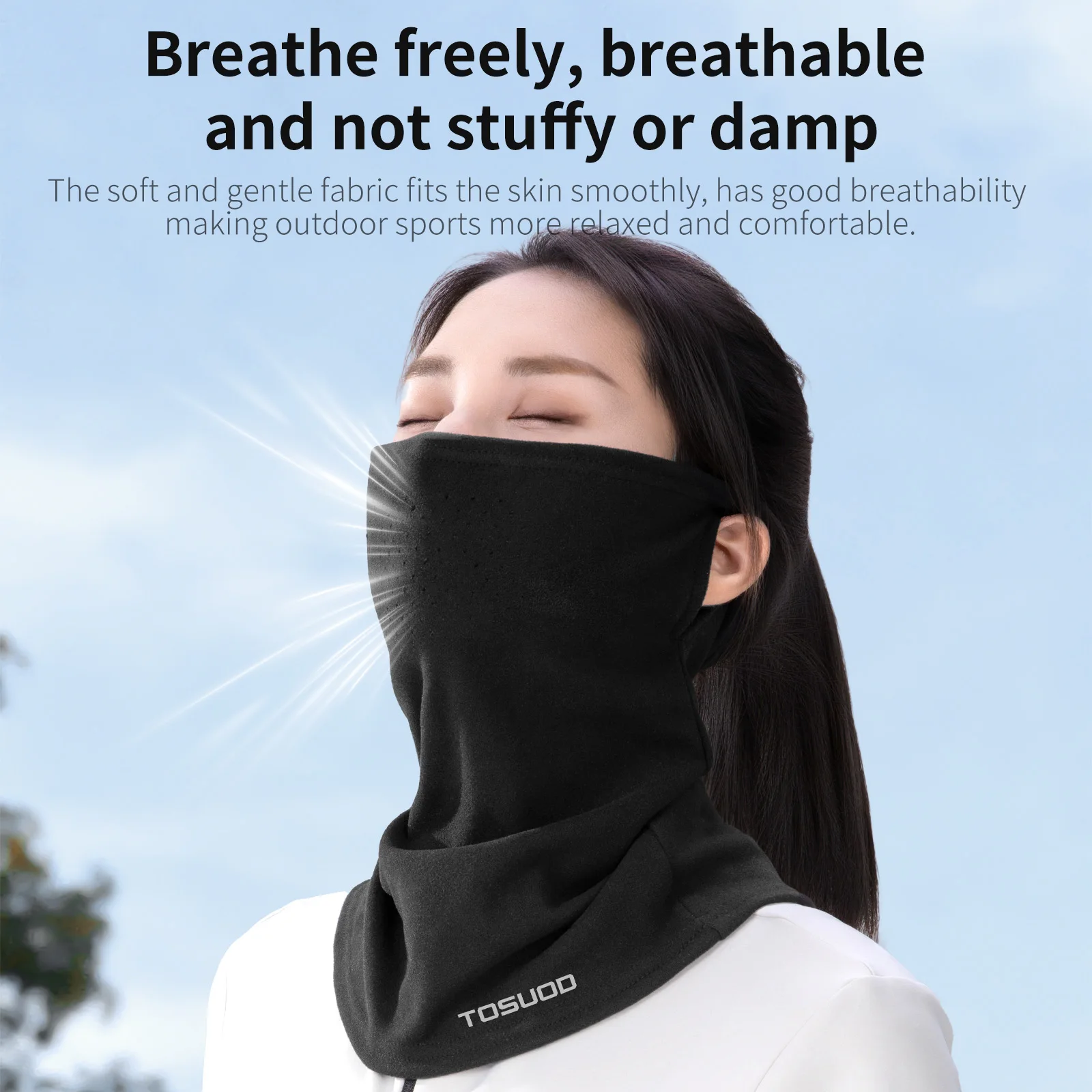 TOSUOD Masker Wajah Musim Dingin Tahan Dingin Hangat Tahan Angin Melepaskan Keringat Penutup Kepala Ski Bersepeda Skating Masker Wajah Sepeda Motor