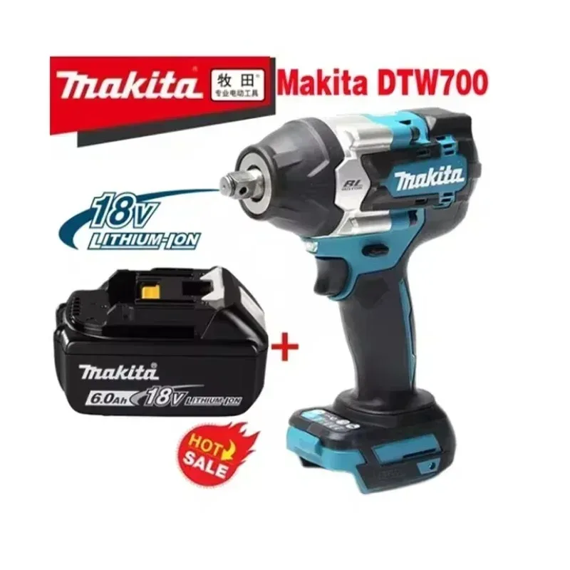 202 Makita DTW700 1800 N.M torque brushless electric cordless impact wrench 1/2 inch suitable for Makita 18V lithium-ion battery