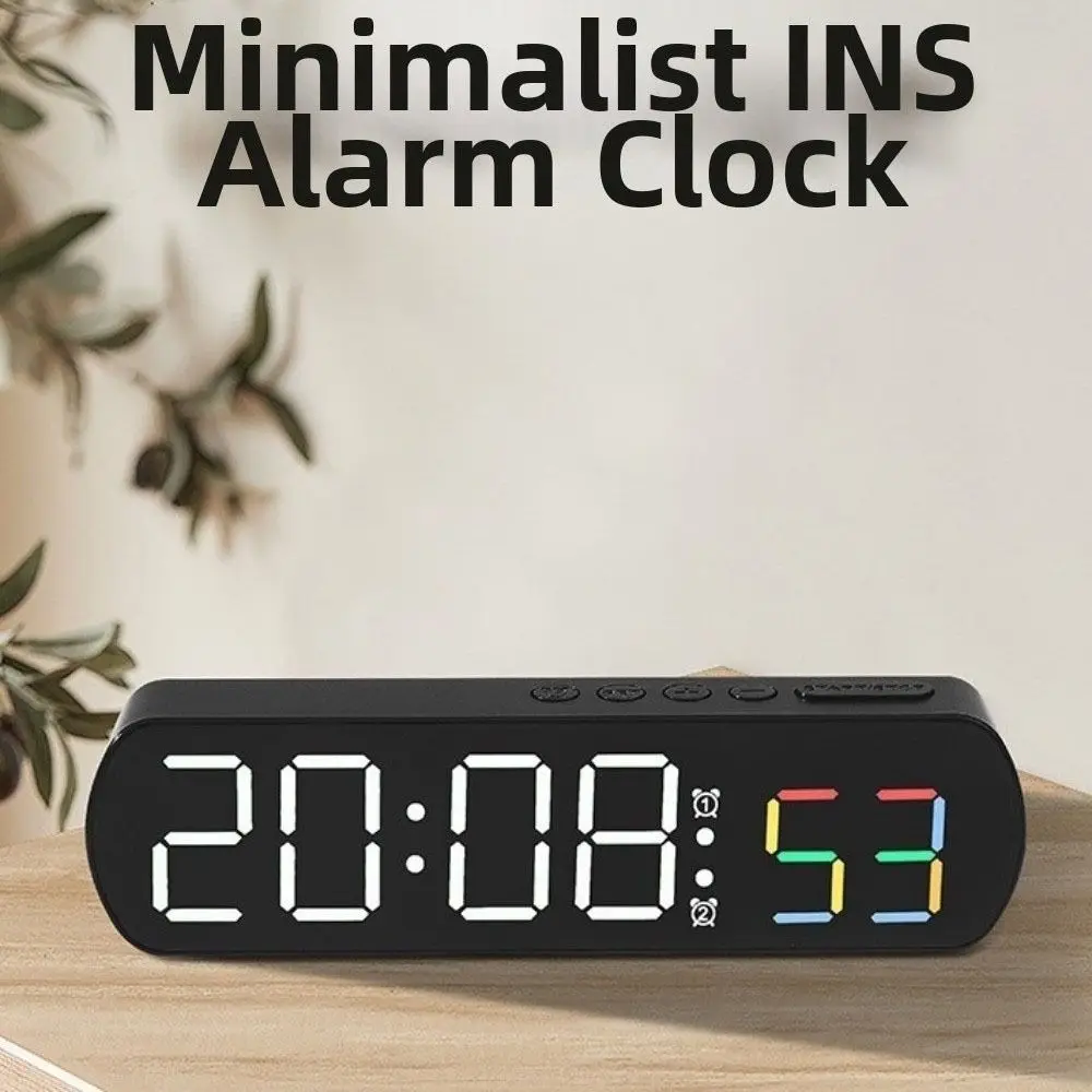 Large Display Digital Alarm Clock 12/24 Hour Loud Alarm Temperature Display Clock Jump Seconds Function Temperature Display
