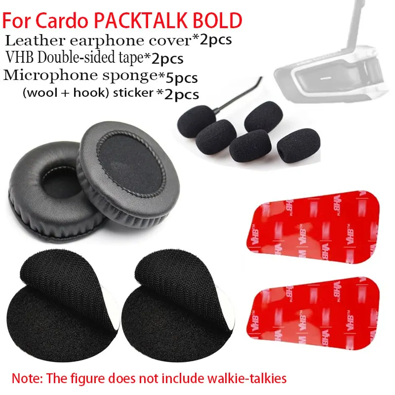 For Cardo PACKTALK BOLD Headphone Speaker leather cover microphone sponge and VHB double-sided tape