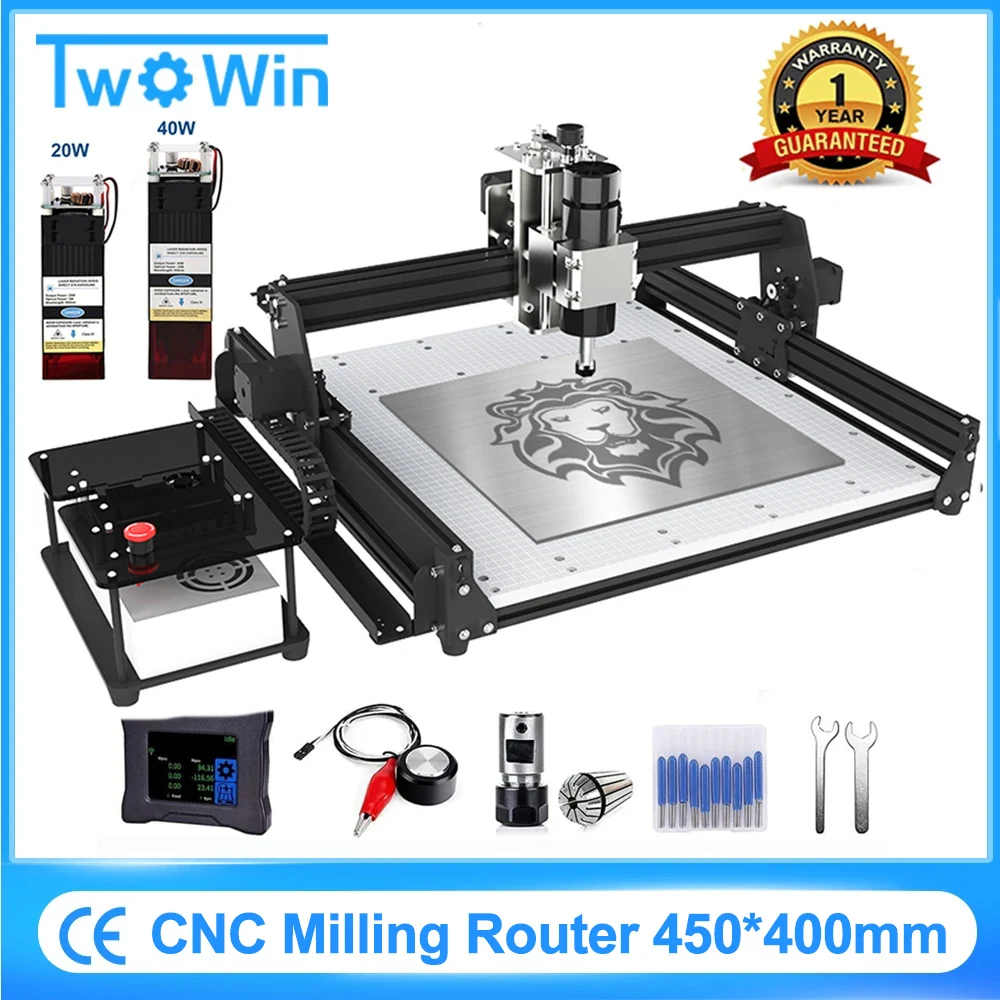 

3 Axis 500W CNC Router Cutter Laser Engraver PCB Milling Machine Cutting Metal Acrylic Wood DIY Drilling Engraving Machine