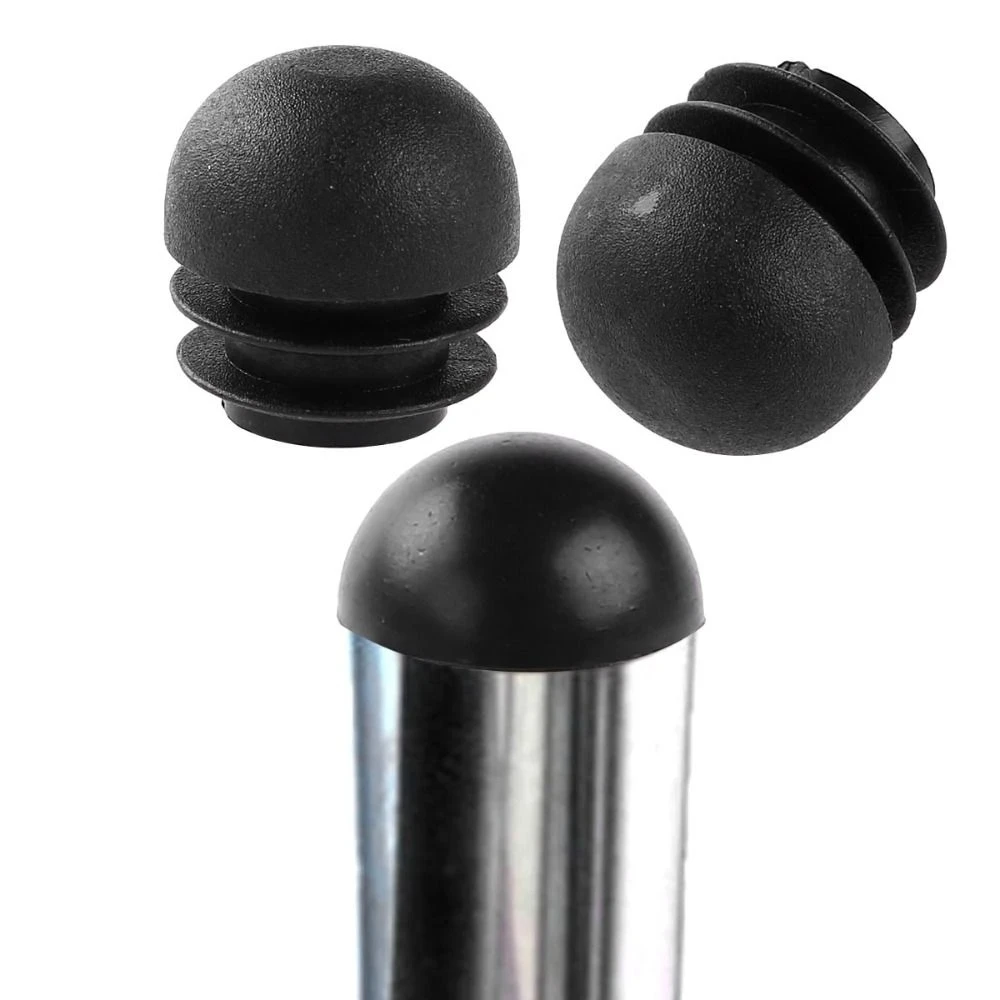 4pcs Spherical Head Black Plastic Round Head Tube Hole Plugs Chair Leg Caps Insert Plugs Floor Protector Furniture Bottom Covers