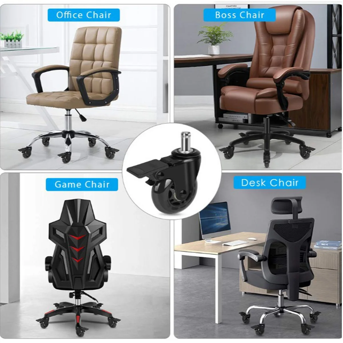 3/5 Pack Office Chair Casters 3\