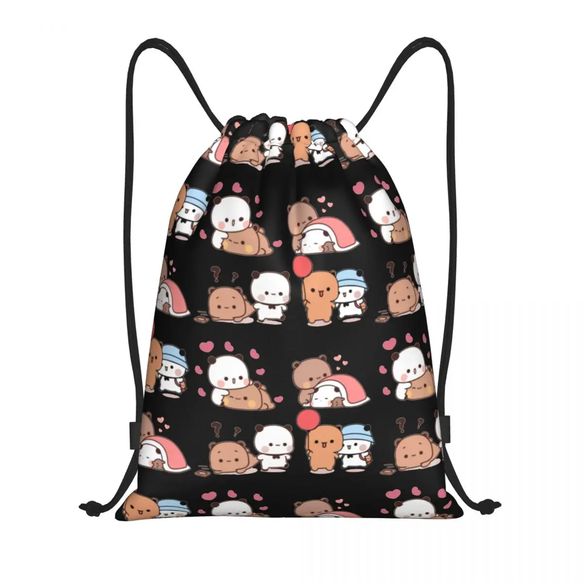 

Kawaii Bubu Dudu Love Drawstring Bags Basketball Backpack Gym Sackpack Bear and Panda Cute Cartoon String Bags for Working Out