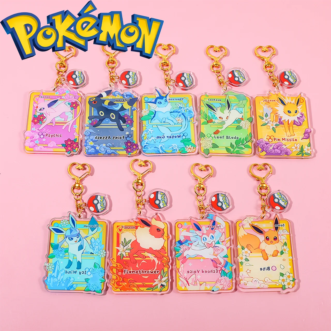 

9PCS Pokemon Eevee Acrylic Keychain - Cute Cartoon Charm, Quickly Find Your Keys, Anime Accessory, Easy to Carry
