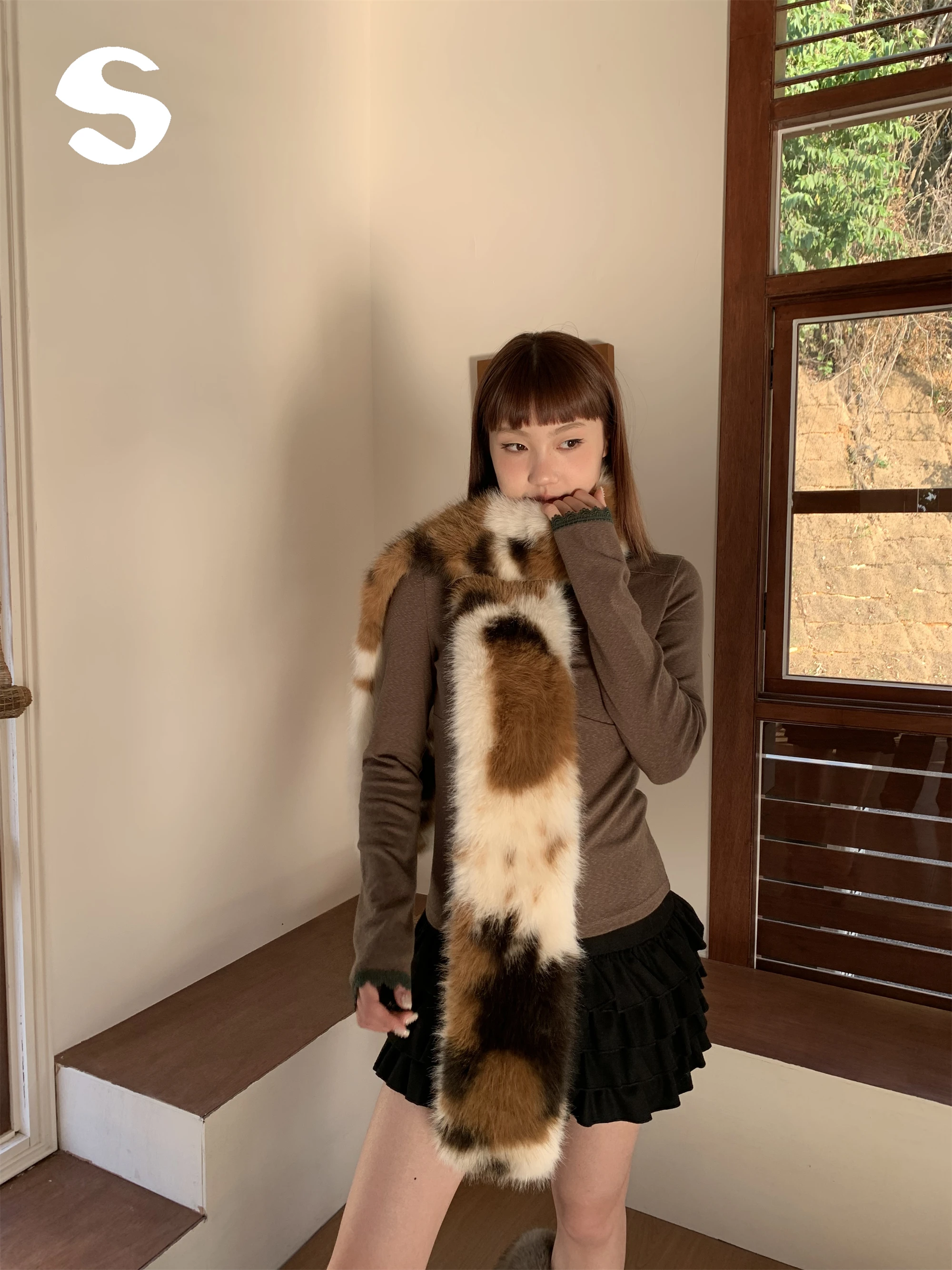 retro-long-scarf-spot-color-blo-fake-fur-warmth-casual-versatile-youth-fem-korean-sle-winter-scarf-silk-scarf-awl