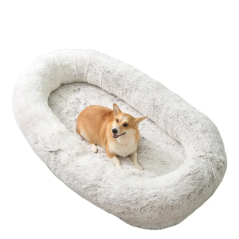 Manufacturer Hot Sale High Quality Washable Removable Luxury Giant Large Human Size Scale Fluffy Plush Dog Bed For Large Dog