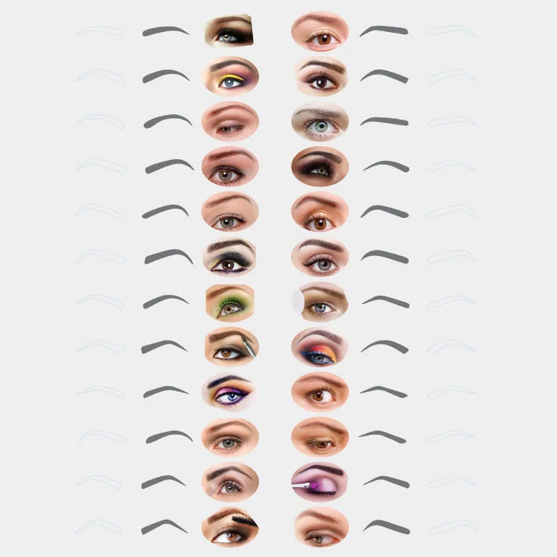 24 stile fissabile sopracciglio stencil carta toelettatura sopracciglio shaper modello adesivi riutilizzabili trucco disegno sopracciglio timbro strumenti di bellezza
