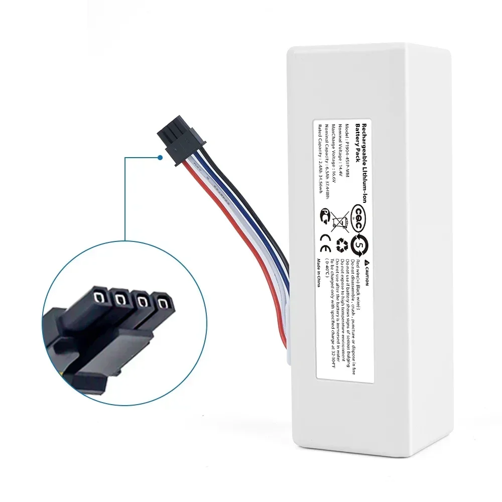 Sicherer Wiederaufladbarer 14,4V 6500mAh Akku P1904-4S2P-MM Hochleistungs-Ersatzteil für Xiaomi Mijia 1C STYTJ01ZHM Roboter-Wischmopp – Detail 3