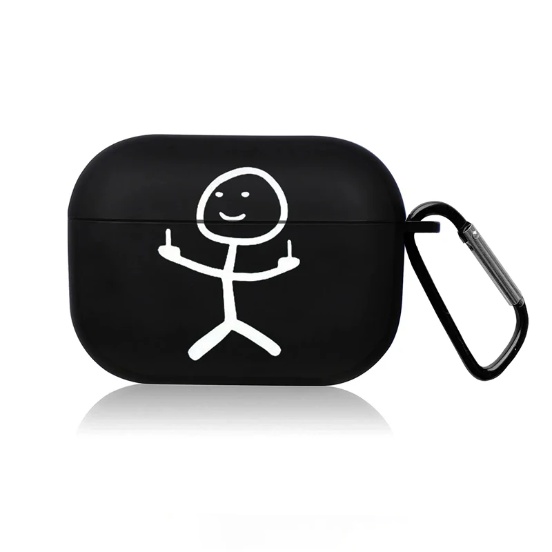 

Creative Line Cute Black Earphone Case for AirPods 4 3 2 1 Pro2 Pro Headset Protective Cover Cute Cartoon Simple Line Art Case