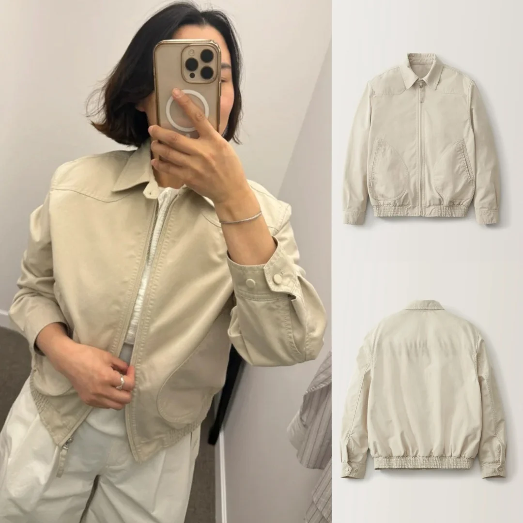 

mat Workwear Sle Jaet Zipper Collar Women's Outerwear Spring 2026 Commute Sle Loose Fit Regular Length