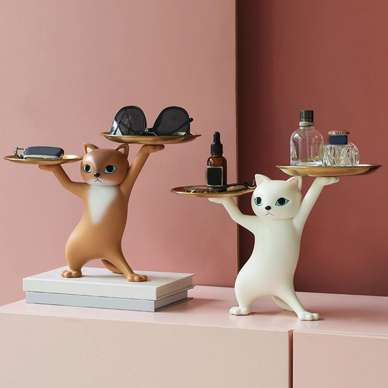 صينية تخزين للقطط للديكور، صينية راتينج لديكور القطط لخاتم أقراط مجوهرات الحلوى