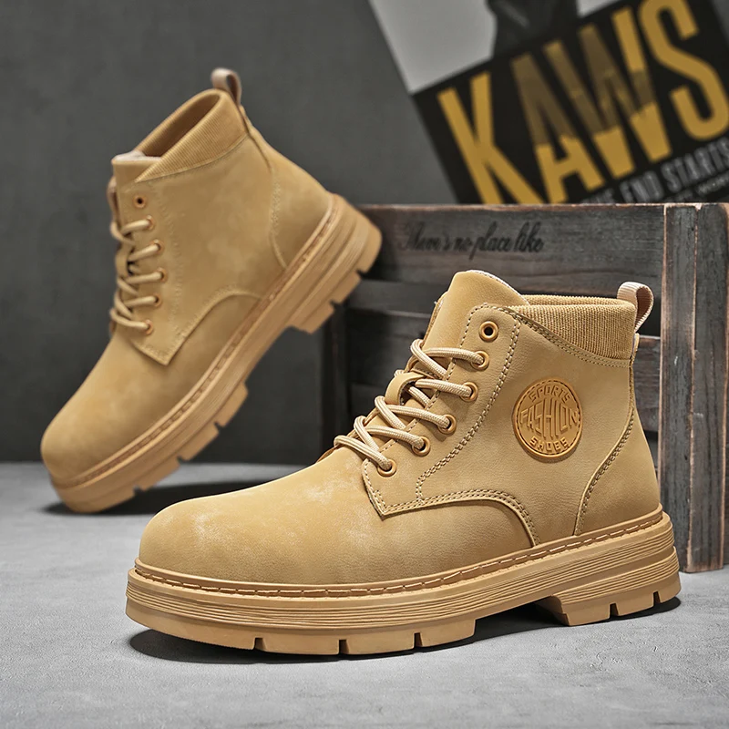 

Мужские мотоциклетные ботинки высокого качества, удобные рабочие ботинки на платформе, мужские кожаные ботинки, уличные повседневные мужские ботильоны botas masculino